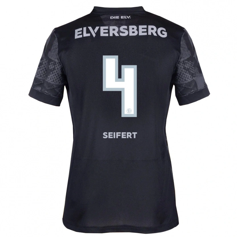 Danxen Børn Luis Seifert #4 Sort Grå Udebane Spillertrøjer 2025/26 Trøje T-Shirt