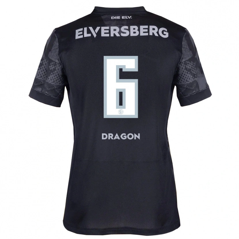 Danxen Børn Patryk Dragon #6 Sort Grå Udebane Spillertrøjer 2025/26 Trøje T-Shirt