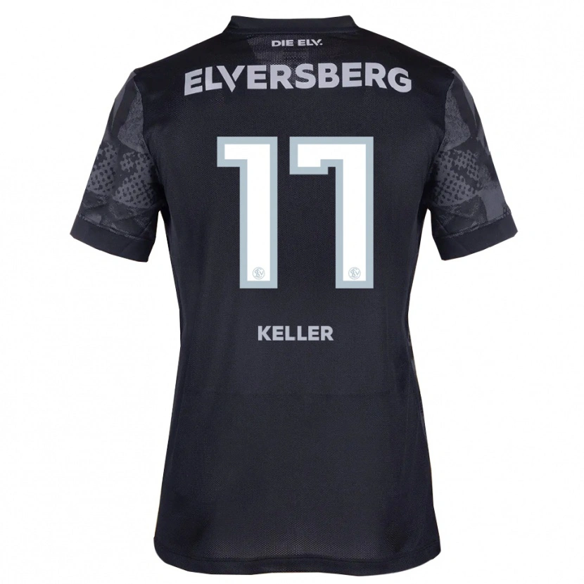 Danxen Børn Ina Keller #17 Sort Grå Udebane Spillertrøjer 2025/26 Trøje T-Shirt
