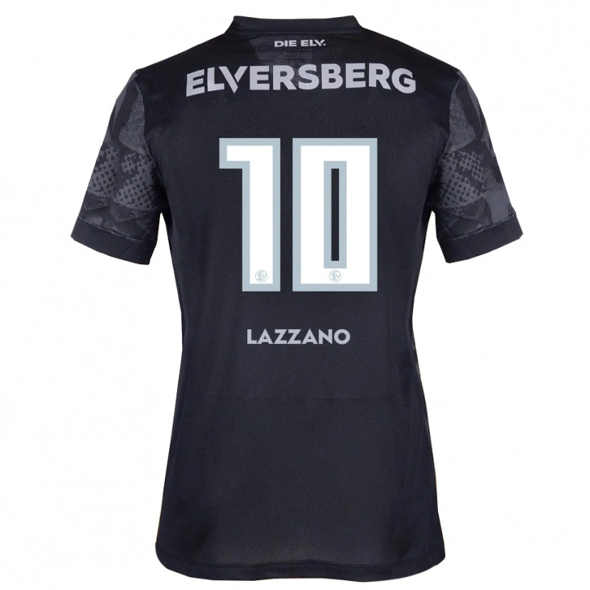 Danxen Børn Alessandro Lazzano #10 Sort Grå Udebane Spillertrøjer 2025/26 Trøje T-Shirt