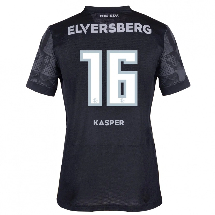 Danxen Børn Mathis Kasper #16 Sort Grå Udebane Spillertrøjer 2025/26 Trøje T-Shirt