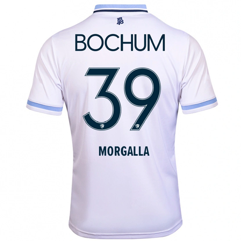 Danxen Børn Leandro Morgalla #39 Hvid Himmelblå Udebane Spillertrøjer 2025/26 Trøje T-Shirt