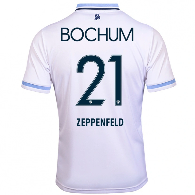 Danxen Børn Paul Zeppenfeld #21 Hvid Himmelblå Udebane Spillertrøjer 2025/26 Trøje T-Shirt