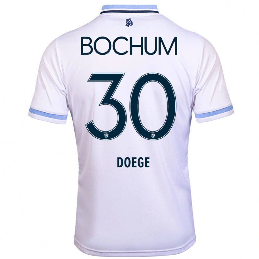 Danxen Børn Leonie Doege #30 Hvid Himmelblå Udebane Spillertrøjer 2025/26 Trøje T-Shirt