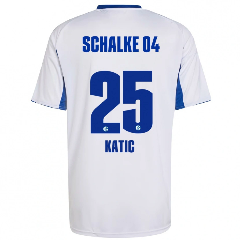 Danxen Børn Nikola Katic #25 Hvid Blå Udebane Spillertrøjer 2025/26 Trøje T-Shirt