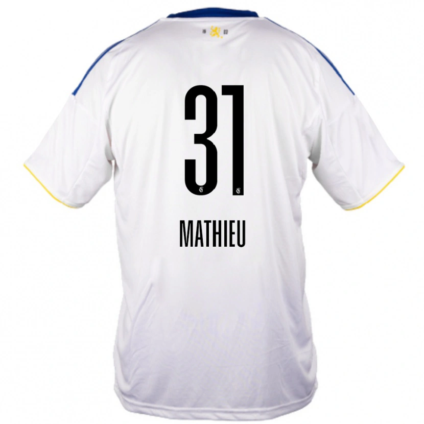 Danxen Børn Sammy Mathieu #31 Hvid Blå Gul Udebane Spillertrøjer 2025/26 Trøje T-Shirt