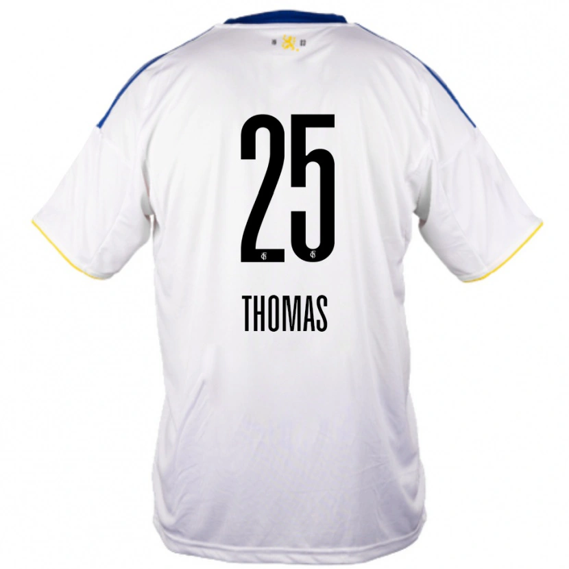 Danxen Børn Jakob Thomas #25 Hvid Blå Gul Udebane Spillertrøjer 2025/26 Trøje T-Shirt