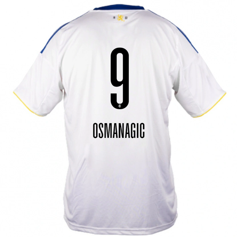 Danxen Børn Zinedin Osmanagic #9 Hvid Blå Gul Udebane Spillertrøjer 2025/26 Trøje T-Shirt