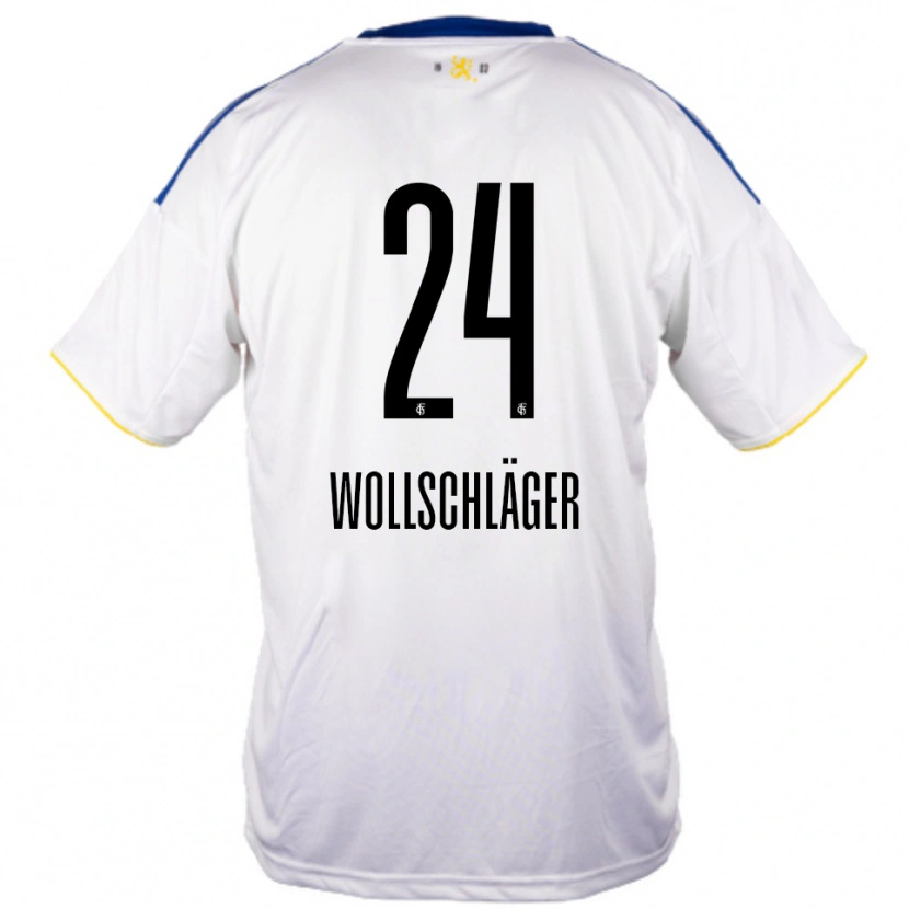 Danxen Børn Luca Wollschläger #24 Hvid Blå Gul Udebane Spillertrøjer 2025/26 Trøje T-Shirt