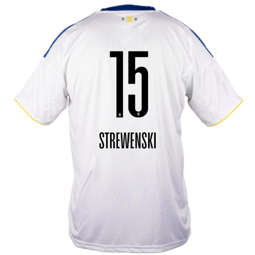 Danxen Børn Lukas Strewenski #15 Hvid Blå Gul Udebane Spillertrøjer 2025/26 Trøje T-Shirt