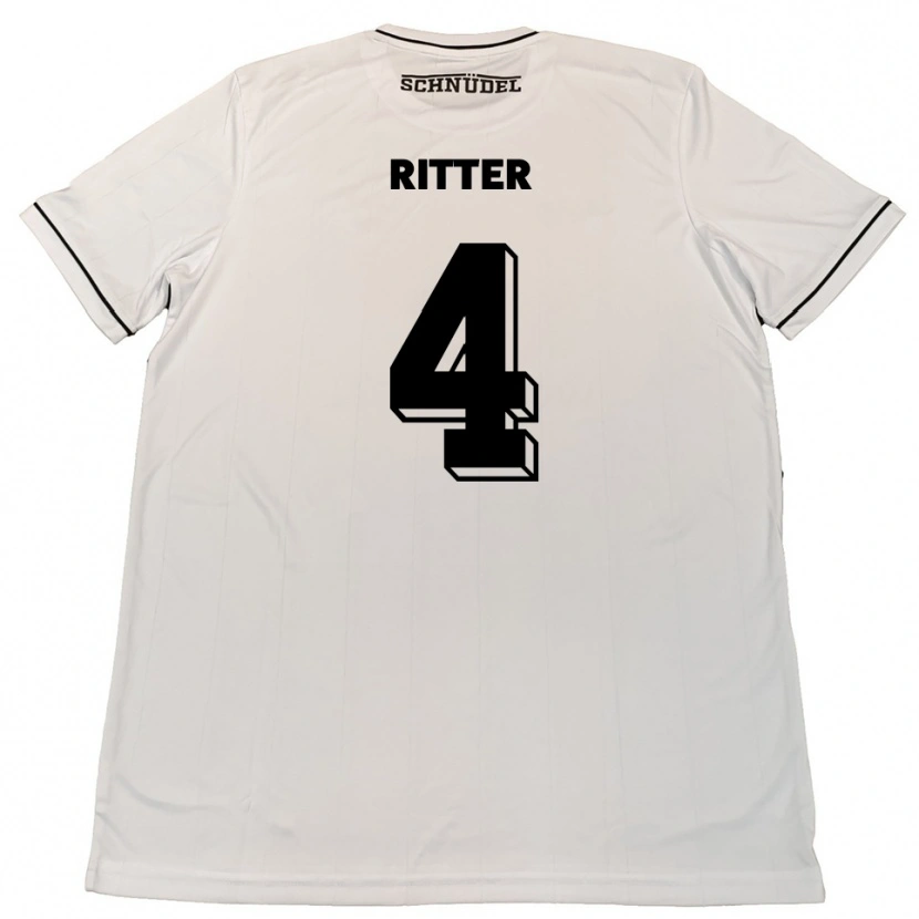 Danxen Børn David Ritter #4 Hvid Sort Udebane Spillertrøjer 2025/26 Trøje T-Shirt