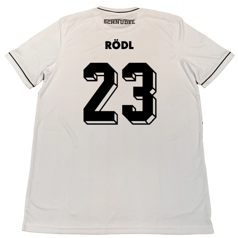 Danxen Børn Valentin Rödl #23 Hvid Sort Udebane Spillertrøjer 2025/26 Trøje T-Shirt