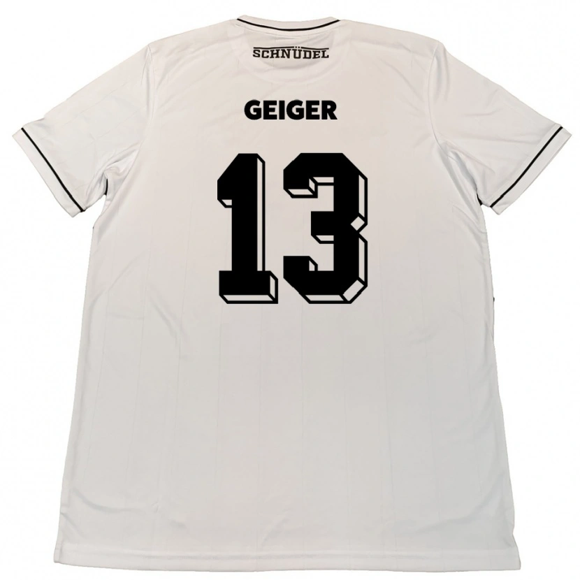Danxen Børn Luca Geiger #13 Hvid Sort Udebane Spillertrøjer 2025/26 Trøje T-Shirt