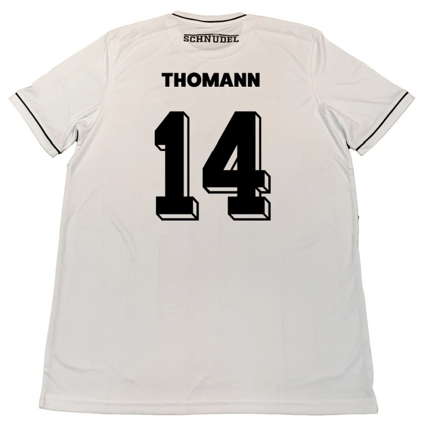 Danxen Børn Martin Thomann #14 Hvid Sort Udebane Spillertrøjer 2025/26 Trøje T-Shirt