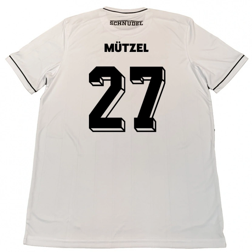 Danxen Børn Nuno Mützel #27 Hvid Sort Udebane Spillertrøjer 2025/26 Trøje T-Shirt
