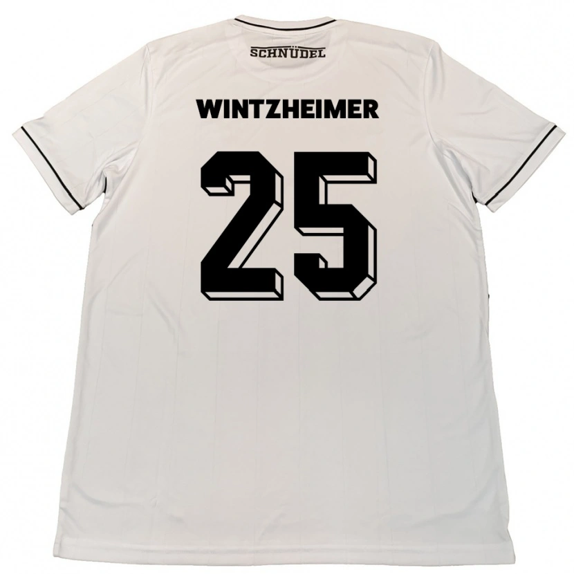 Danxen Børn Manuel Wintzheimer #25 Hvid Sort Udebane Spillertrøjer 2025/26 Trøje T-Shirt
