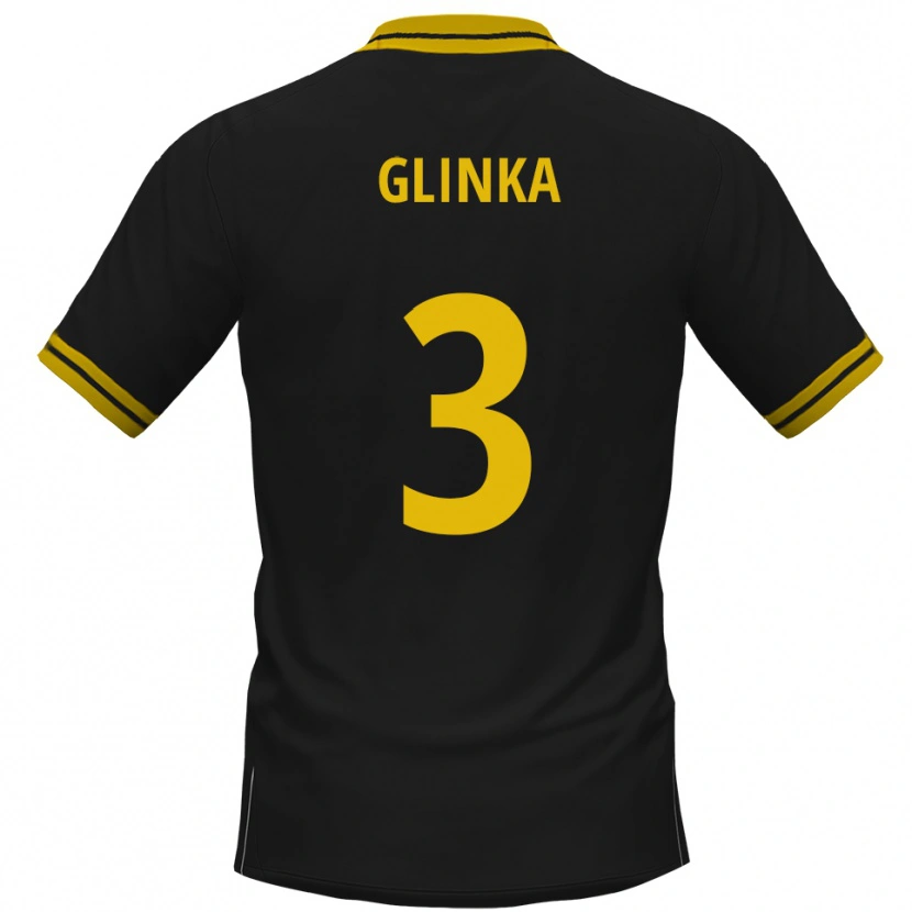 Danxen Børn Tim Glinka #3 Sort Gul Udebane Spillertrøjer 2025/26 Trøje T-Shirt