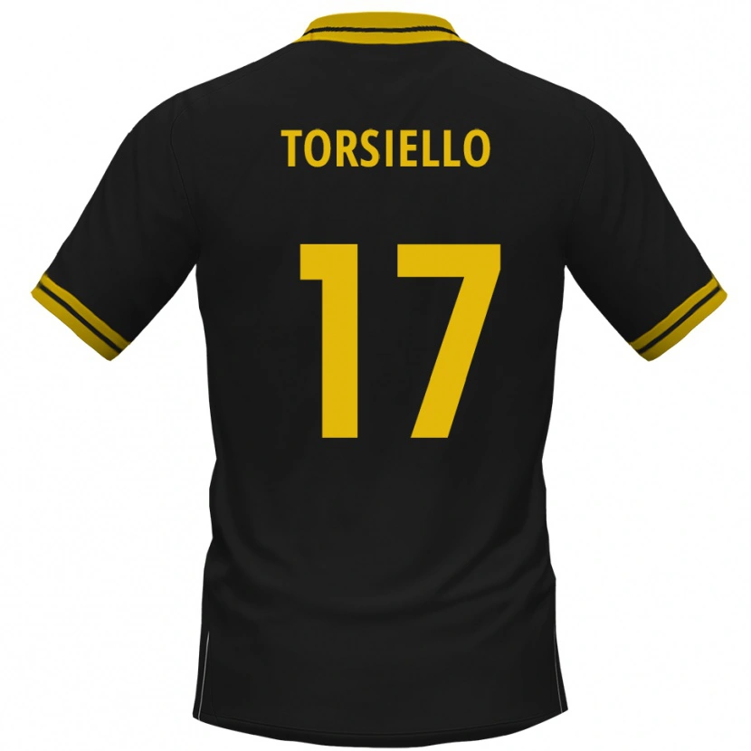 Danxen Børn Fabio Torsiello #17 Sort Gul Udebane Spillertrøjer 2025/26 Trøje T-Shirt