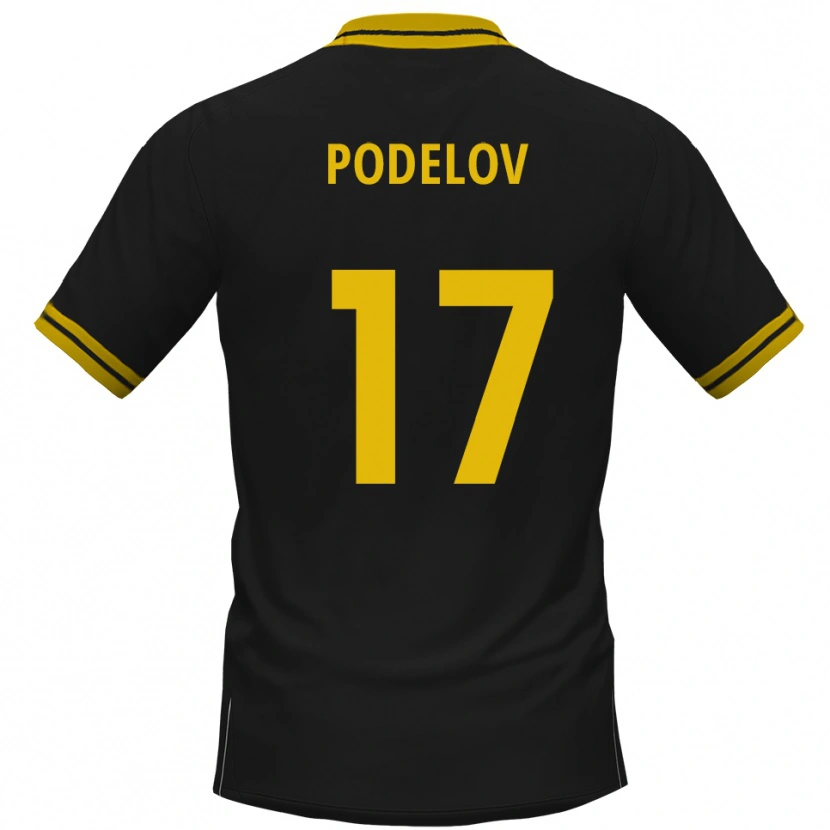 Danxen Børn David Podelov #17 Sort Gul Udebane Spillertrøjer 2025/26 Trøje T-Shirt