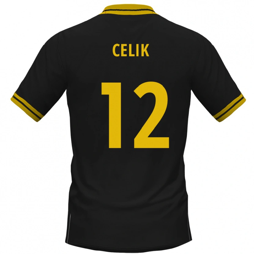 Danxen Børn Haci Celik #12 Sort Gul Udebane Spillertrøjer 2025/26 Trøje T-Shirt