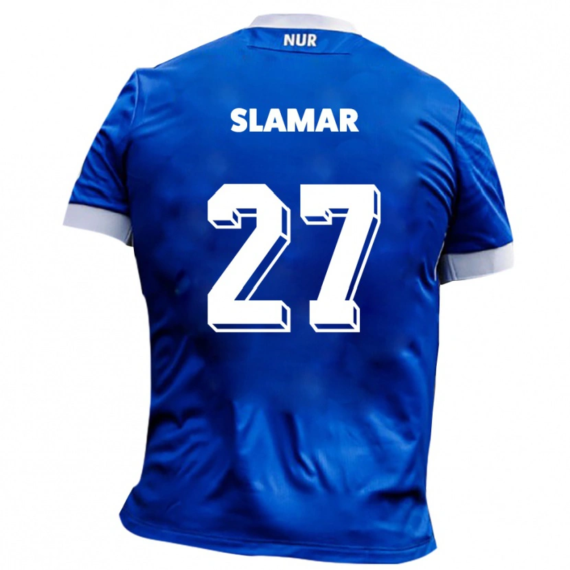 Danxen Børn Dennis Slamar #27 Blå Hvid Udebane Spillertrøjer 2025/26 Trøje T-Shirt