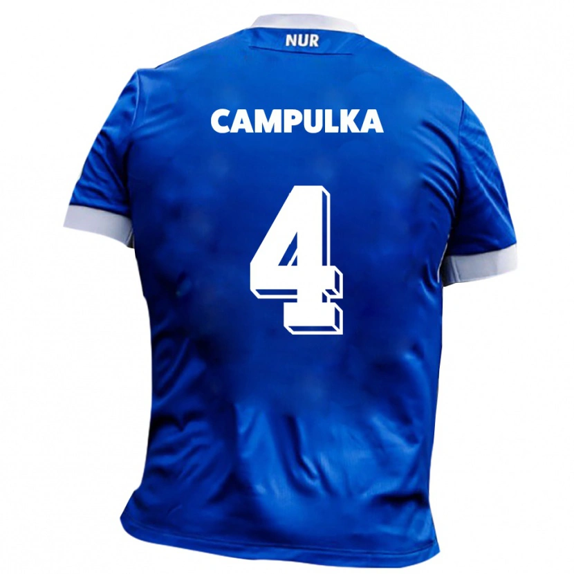 Danxen Børn Tim Campulka #4 Blå Hvid Udebane Spillertrøjer 2025/26 Trøje T-Shirt