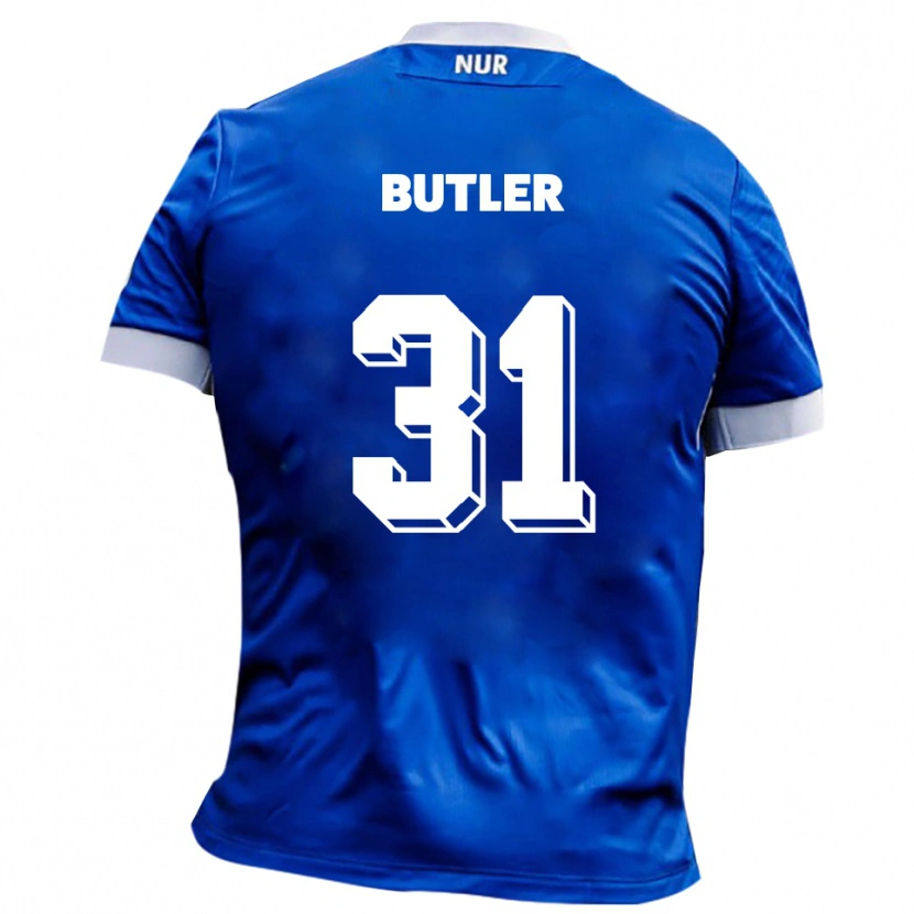 Danxen Børn Justin Butler #31 Blå Hvid Udebane Spillertrøjer 2025/26 Trøje T-Shirt