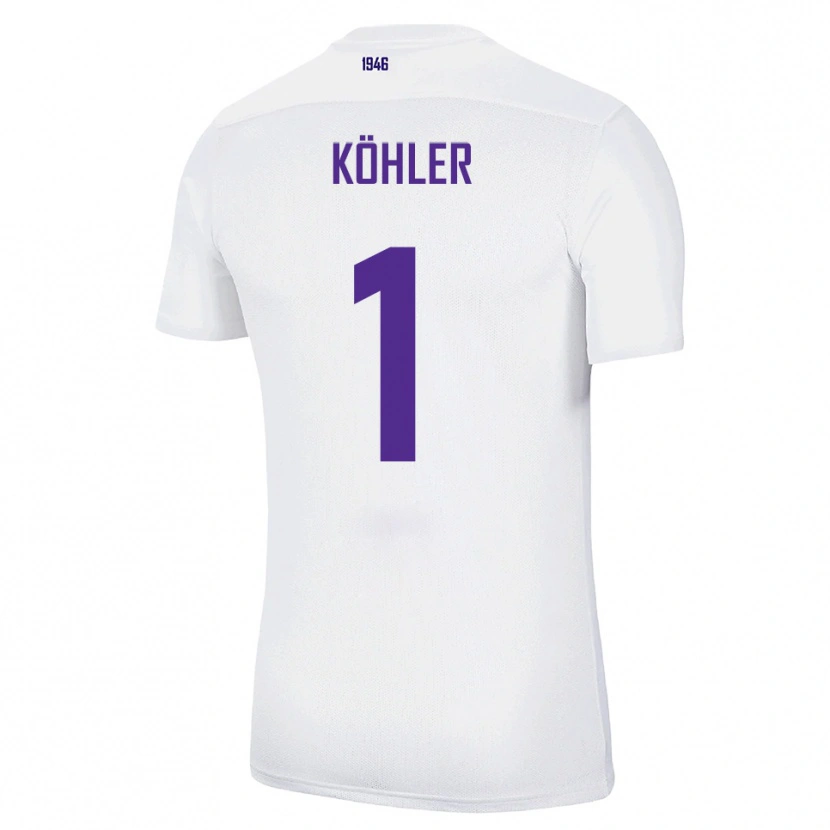 Danxen Børn Lucas Köhler #1 Hvid Grøn Udebane Spillertrøjer 2025/26 Trøje T-Shirt