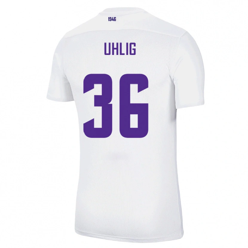 Danxen Børn Max Uhlig #36 Hvid Grøn Udebane Spillertrøjer 2025/26 Trøje T-Shirt