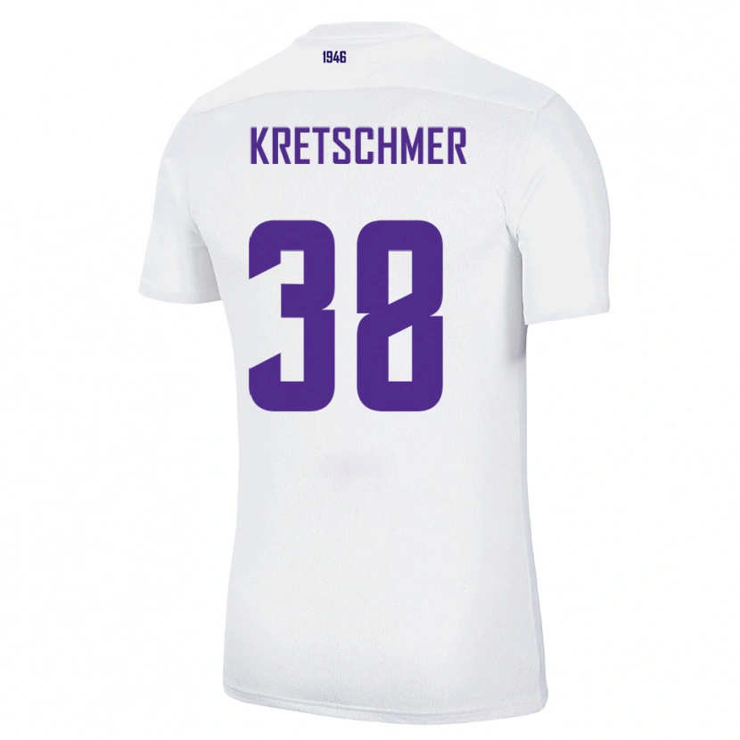 Danxen Børn Theo Kretschmer #38 Hvid Grøn Udebane Spillertrøjer 2025/26 Trøje T-Shirt