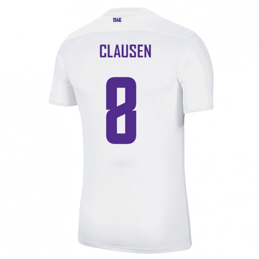 Danxen Børn Mika Clausen #8 Hvid Grøn Udebane Spillertrøjer 2025/26 Trøje T-Shirt