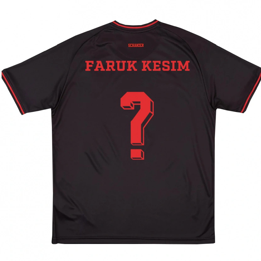 Danxen Børn Efkan Faruk Kesim #0 Sort Rød Hvid Udebane Spillertrøjer 2025/26 Trøje T-Shirt