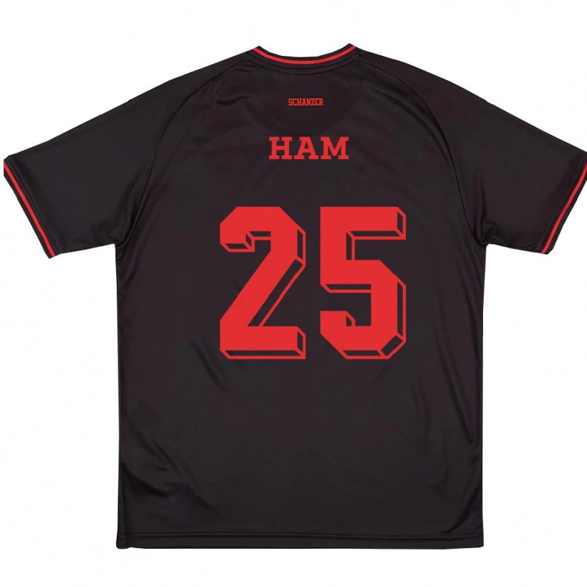 Danxen Børn Micah Ham #25 Sort Rød Hvid Udebane Spillertrøjer 2025/26 Trøje T-Shirt