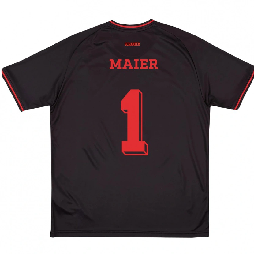 Danxen Børn Franziska Maier #1 Sort Rød Hvid Udebane Spillertrøjer 2025/26 Trøje T-Shirt
