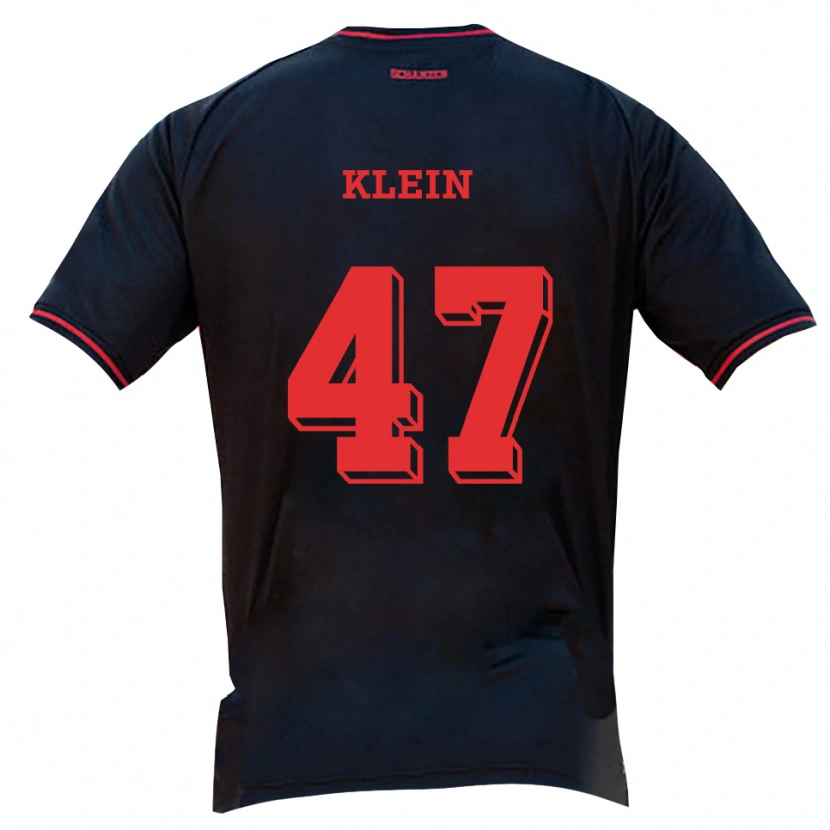 Danxen Børn David Klein #47 Sort Rød Hvid Udebane Spillertrøjer 2025/26 Trøje T-Shirt