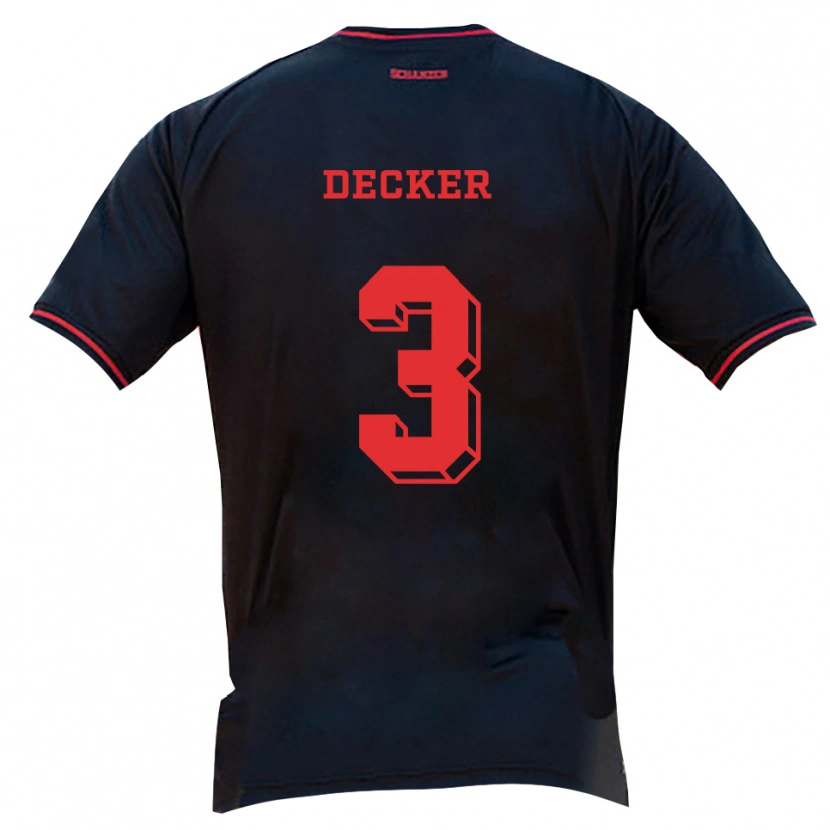 Danxen Børn Elias Decker #3 Sort Rød Hvid Udebane Spillertrøjer 2025/26 Trøje T-Shirt