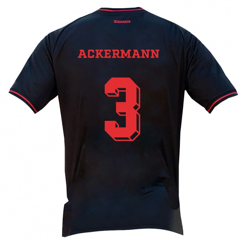 Danxen Børn Tom Ackermann #3 Sort Rød Hvid Udebane Spillertrøjer 2025/26 Trøje T-Shirt