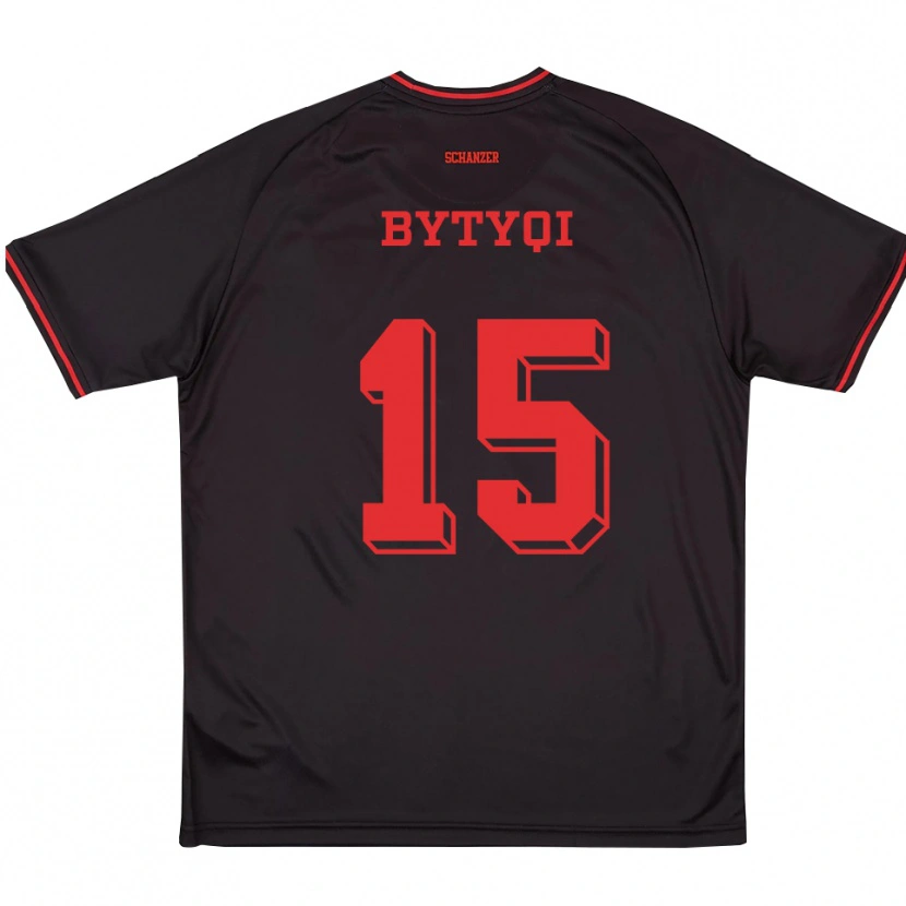 Danxen Børn Armir Bytyqi #15 Sort Rød Hvid Udebane Spillertrøjer 2025/26 Trøje T-Shirt