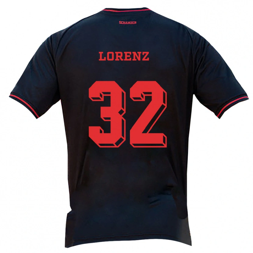 Danxen Børn Simon Lorenz #32 Sort Rød Hvid Udebane Spillertrøjer 2025/26 Trøje T-Shirt