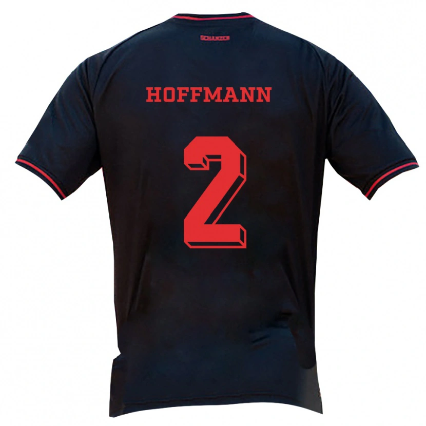Danxen Børn Tim Hoffmann #2 Sort Rød Hvid Udebane Spillertrøjer 2025/26 Trøje T-Shirt