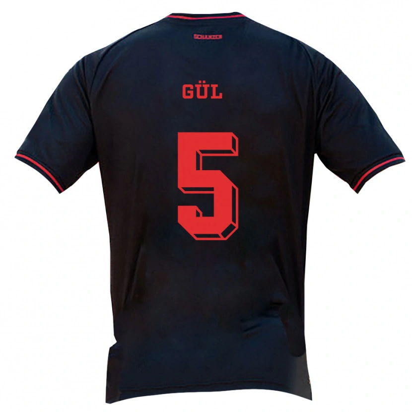 Danxen Børn Emre Gül #5 Sort Rød Hvid Udebane Spillertrøjer 2025/26 Trøje T-Shirt