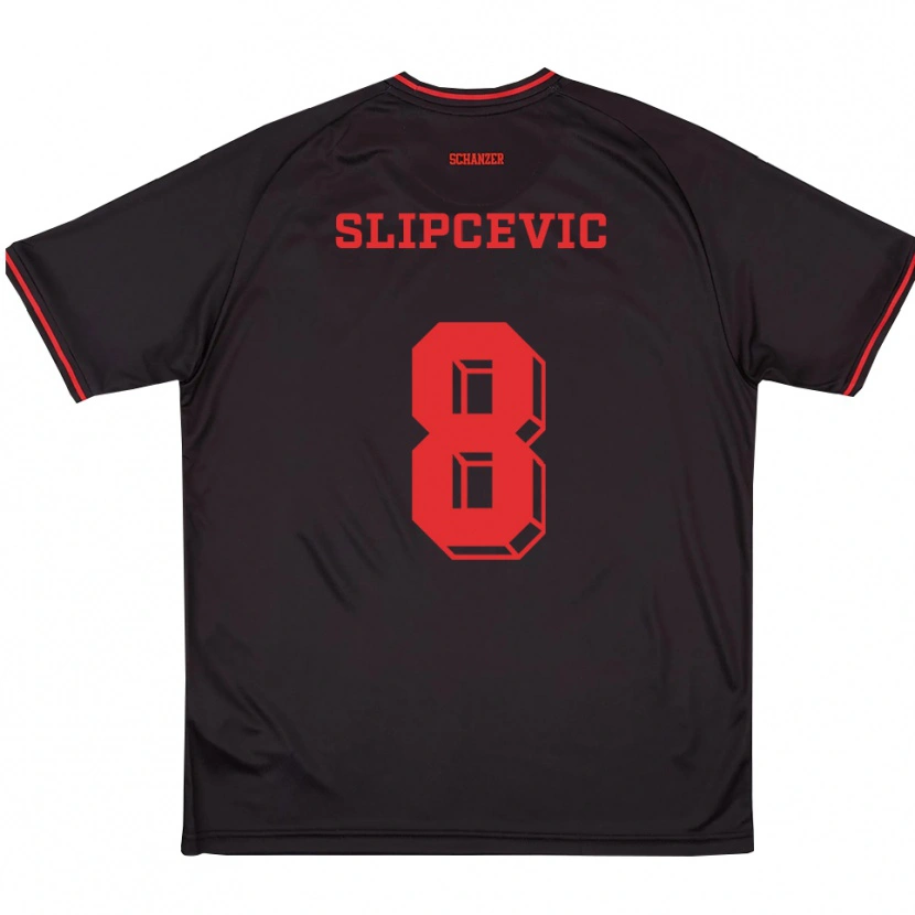 Danxen Børn Ivana Slipcevic #8 Sort Rød Hvid Udebane Spillertrøjer 2025/26 Trøje T-Shirt
