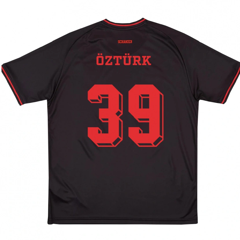 Danxen Børn Berkay Öztürk #39 Sort Rød Hvid Udebane Spillertrøjer 2025/26 Trøje T-Shirt