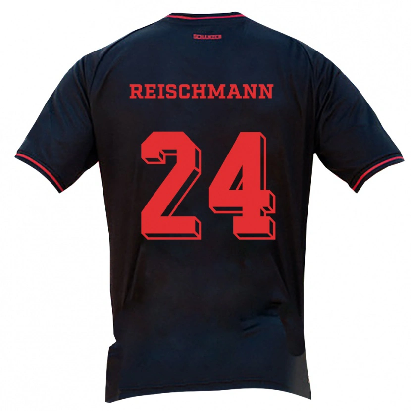 Danxen Børn Stefanie Reischmann #24 Sort Rød Hvid Udebane Spillertrøjer 2025/26 Trøje T-Shirt
