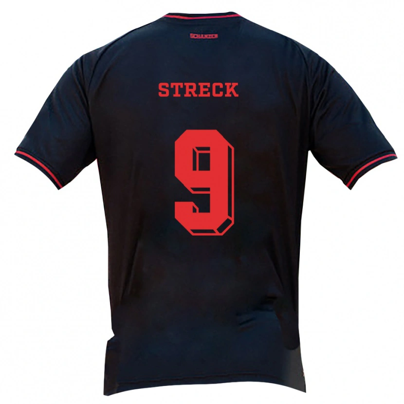 Danxen Børn Alik Streck #9 Sort Rød Hvid Udebane Spillertrøjer 2025/26 Trøje T-Shirt