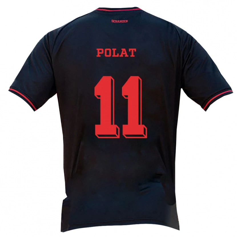 Danxen Børn Arel Polat #11 Sort Rød Hvid Udebane Spillertrøjer 2025/26 Trøje T-Shirt