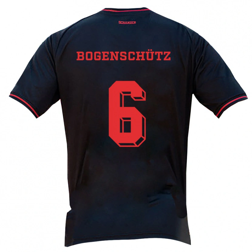 Danxen Børn Kerstin Bogenschütz #6 Sort Rød Hvid Udebane Spillertrøjer 2025/26 Trøje T-Shirt