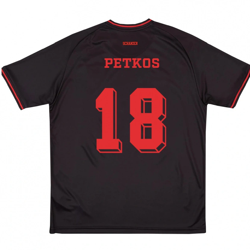 Danxen Børn Ioannis Petkos #18 Sort Rød Hvid Udebane Spillertrøjer 2025/26 Trøje T-Shirt