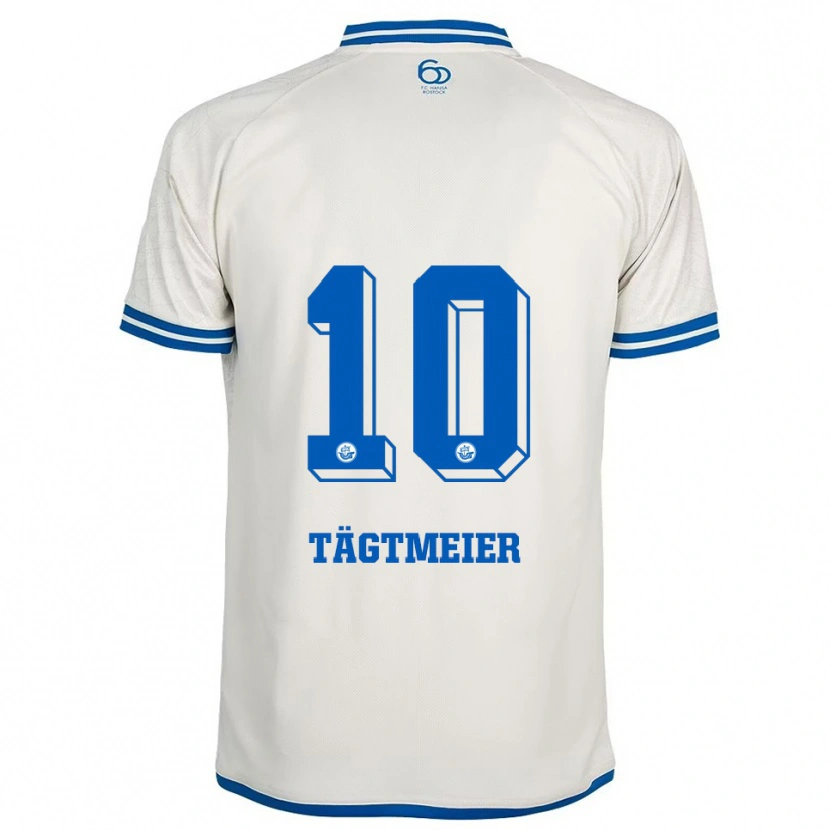 Danxen Børn Sarah Tägtmeier #10 Hvid Blå Udebane Spillertrøjer 2025/26 Trøje T-Shirt