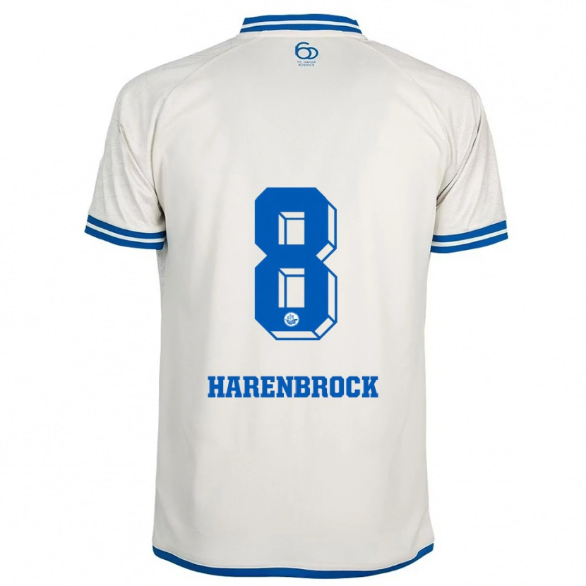 Danxen Børn Cedric Harenbrock #8 Hvid Blå Udebane Spillertrøjer 2025/26 Trøje T-Shirt